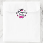 Sticker Rond Bébé Bunco avec chapeau rose et moustache rose (Sac)