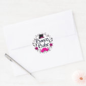 Sticker Rond Bébé Bunco avec chapeau rose et moustache rose (Enveloppe)