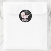 Sticker Rond Bébé calèche rose (Sac)