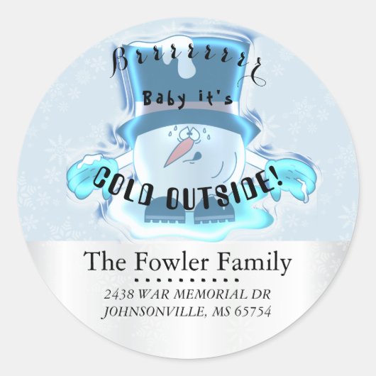 Sticker Rond Bébé c'est froid dehors Snowmen (Devant)