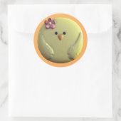 Sticker Rond Bébé chick mignon poulet rose jaune (Sac)