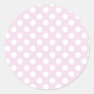 Sticker Rond Bébé clair rose et blanc Pois fête d'anniversaire