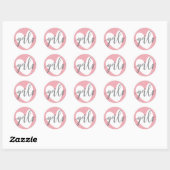 Sticker Rond Bébé Coeur rose "Filles" Gris Blanc (Feuille)