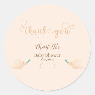 Sticker Rond Bébé Colombe Mignon Baby Shower