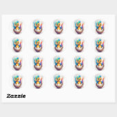 Sticker Rond Bébé coloré mignon Phoenix éclosion (Feuille)