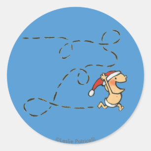 Sticker Rond Bébé Courant Le Matin De Noël