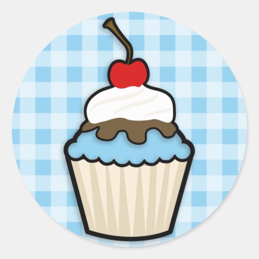 Sticker Rond Bébé Cupcake bleu (Devant)