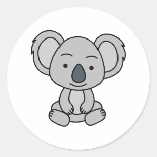 Sticker Rond Bébé Cute Koala Avec Le Sourire Assis
