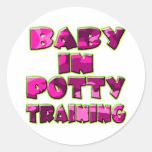 Sticker Rond Bébé dans la folle formation (rose)