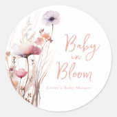 Sticker Rond Bébé dans le Baby shower en fleur (Devant)