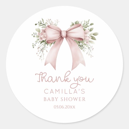Sticker Rond Bébé dans le Baby shower en fleur (Devant)