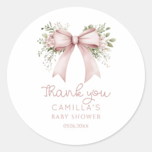 Sticker Rond Bébé dans le Baby shower en fleur