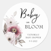 Sticker Rond Bébé dans le Baby shower en fleur (Devant)
