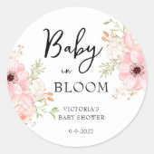 Sticker Rond Bébé dans le Baby shower en fleur (Devant)