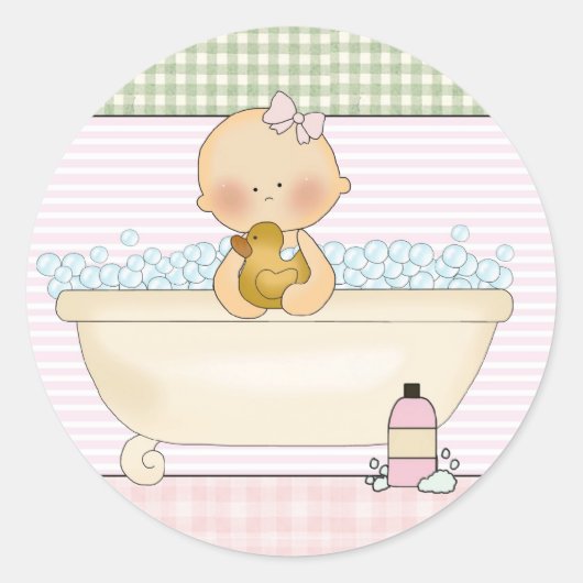Sticker Rond Bébé Dans Le Bain : Enveloppes Phoques (Devant)
