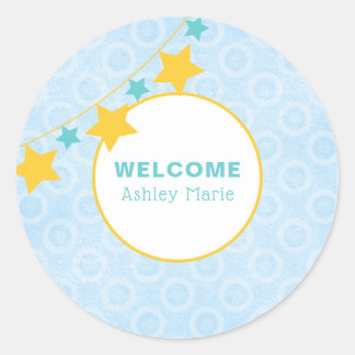 Sticker Rond Bébé de bienvenue Blue Star sur mesure
