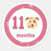 Sticker Rond Bébé de chiot mignon mensuel jalon (Devant)