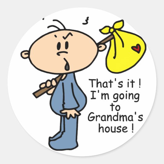 Sticker Rond Bébé de la maison de grand-mère (BLUE) (Devant)