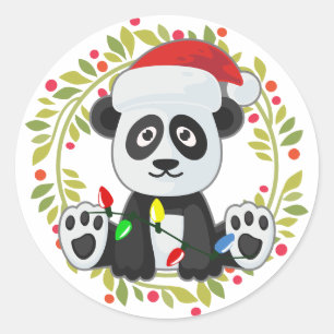 Sticker Rond Bébé de Noël mignon Panda