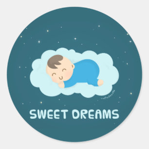 Sticker Rond Bébé de sommeil mignon de rêves doux