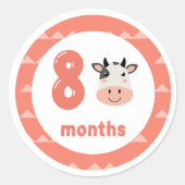Sticker Rond Bébé de vache mignonne mensuelle jalon (Devant)
