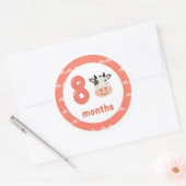 Sticker Rond Bébé de vache mignonne mensuelle jalon (Enveloppe)