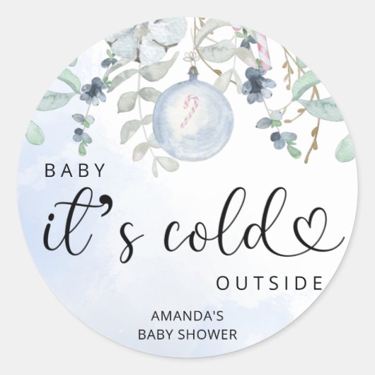 Sticker Rond Bébé d'hiver il fait froid dehors (Devant)