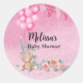 Sticker Rond Bébé doux Fille Balloon Eucalyptus Cupcake Topper (Devant)