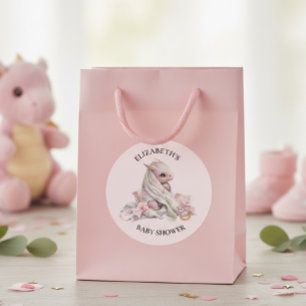 Sticker Rond Bébé Dragon Aquarelle Baby Shower 