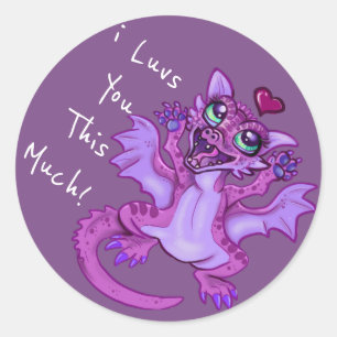 Sticker Rond Bébé Dragon Love