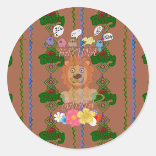Sticker Rond Bébé drôle Lion King Hakuna Matata dernière éditio