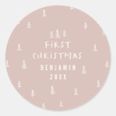 Sticker Rond bébé élégant moderne premier noël bébé (Devant)
