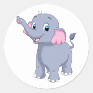 Sticker Rond Bébé éléphant