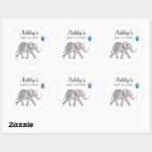 Sticker Rond Bébé Eléphant Baby shower Favoriser Sticker, Balis (Feuille)