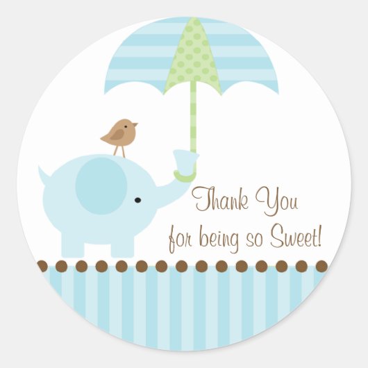 Sticker Rond Bébé Eléphant Merci parapluie (Devant)