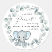 Sticker Rond Bébé Eléphant mignon Douche garçon (Devant)