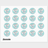 Sticker Rond Bébé éléphant Shower Aqua (Feuille)