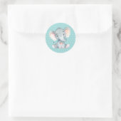 Sticker Rond Bébé éléphant Shower Aqua (Sac)