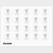 Sticker Rond Bébé éléphant Shower Aqua et Gris (Feuille)