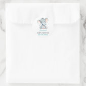 Sticker Rond Bébé éléphant Shower Aqua et Gris (Sac)