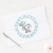 Sticker Rond Bébé éléphant Sticker, Baby shower, Anniversaire (Enveloppe)