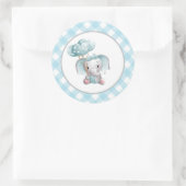 Sticker Rond Bébé éléphant Sticker, Baby shower, Anniversaire (Sac)