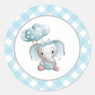 Sticker Rond Bébé éléphant Sticker, Baby shower, Anniversaire