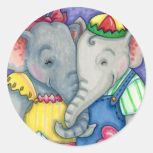 STICKER ROND BÉBÉ ÉLÉPHANTS PREMIER AMOUR, PACHYDERME MILIEUX