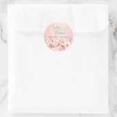 Sticker Rond Bébé En Fleur Aquarelle rose Baby shower Floral (Sac)