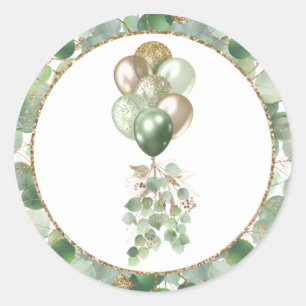 Sticker Rond Bébé en fleur Baby shower à ballon et à l'eucaly