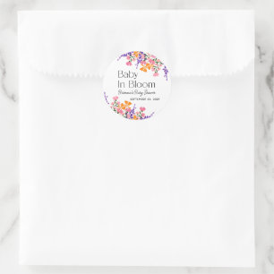Sticker Rond Bébé en fleur Baby shower de fleurs de printemps v