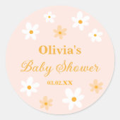 Sticker Rond Bébé en fleur Baby shower Favoriser (Devant)