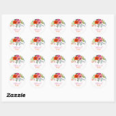 Sticker Rond Bébé en Fleur Baby shower floral brillant (Feuille)