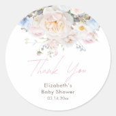 Sticker Rond Bébé En Fleur Baby shower rose Floral (Devant)